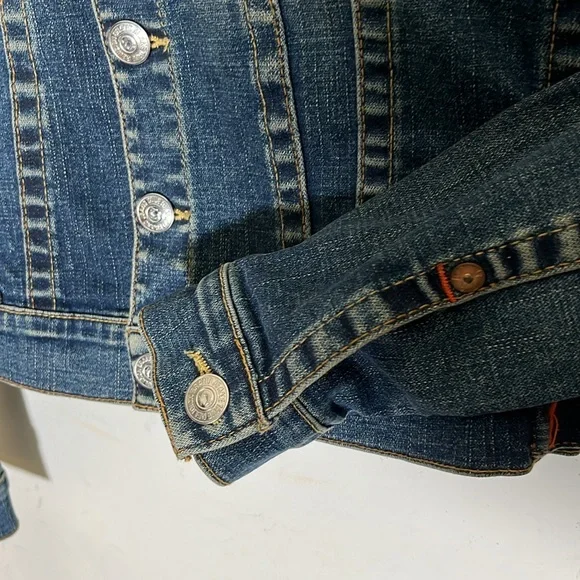 True Religion Emily Dark Wash Western Jean Denim Jacket Women’s Size M - Picture 5 of 9